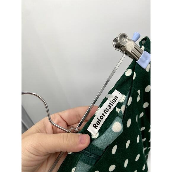 Reformation green zoe polka dot maxi slit skirt - Picture 4 of 6